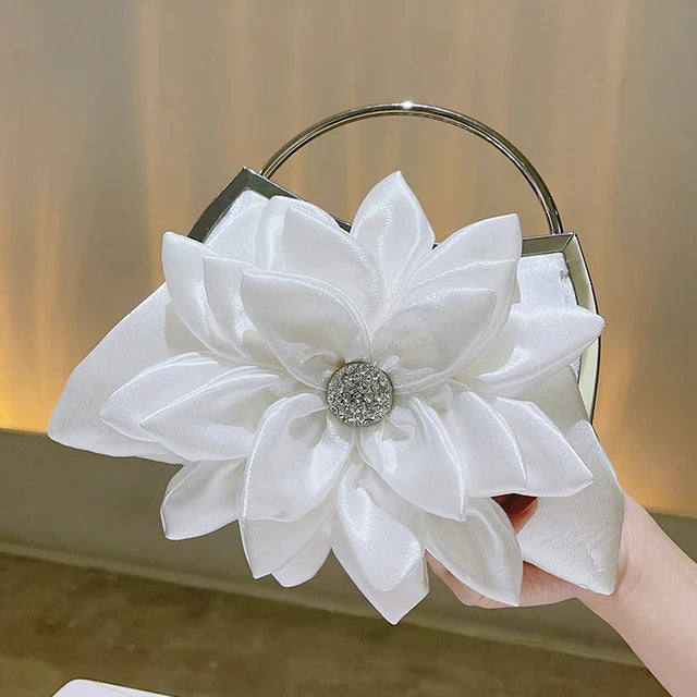 Elegant Floral Decor Evening Bag, Classic Dinner Clutch Purse, Formal Banquet Handbag For Wedding Party Prom