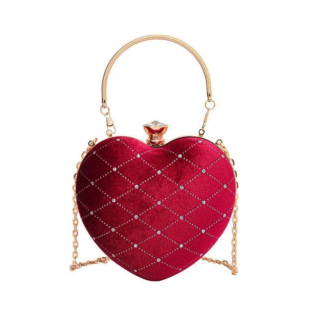 Heart Shape Handbag Womens Red Wedding Purse 2023 New Woman Evening Party Hand Bags Cute Chain Crossbody Bags Heart Shaped Bag