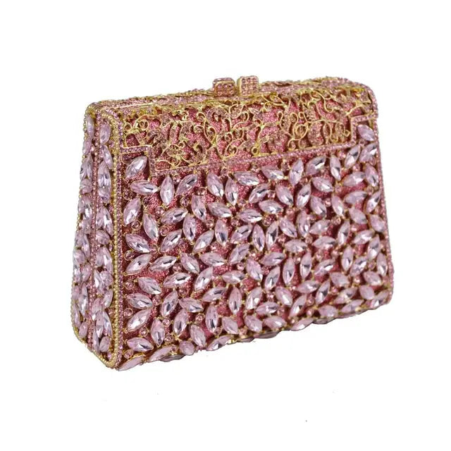 Gold Box Bag Diamond Women Clutch Bag Crystal Party Handbag Ladies Banquet Purse Fashion Pochette Prom Evening bag SC452