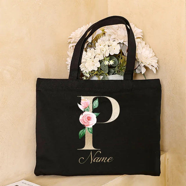 Personalized Bridesmaid Tote Bag Initial with Name Handbag Bridal Bachelorette Party Bag Bride Wedding Shoulder Bag Gift for Her