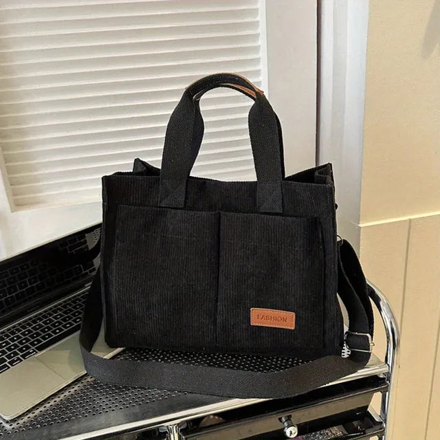 Women's Corduroy Tote Bag Large Capcity Handbags for Women Commuting Women's Bag Messenger Shoulder Bag Female Handbag