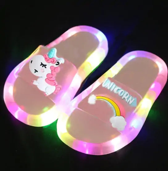 Children‘s Cartoon Animals Prints Lighted Slippers