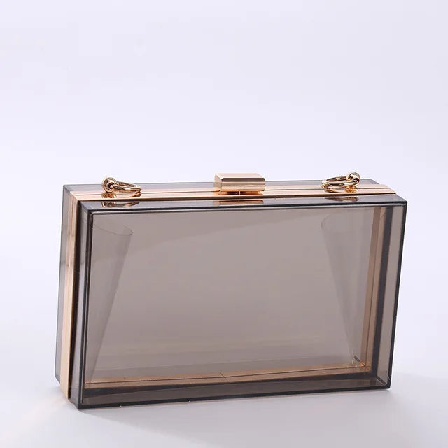 New Acrylic Transparent Women Clutch Bag Chain Luxury Brand Women Messenger Bag Evening Bag Handbag Chain Shoulder Bag