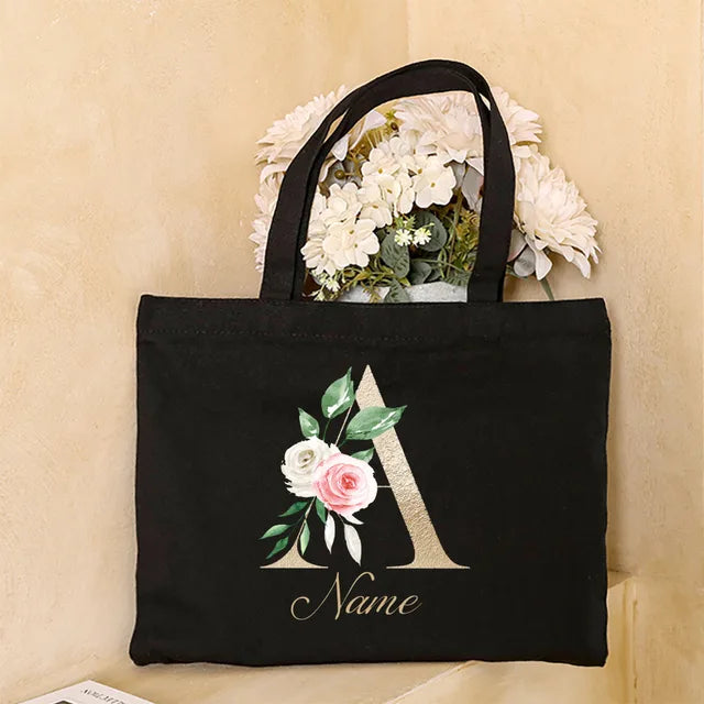 Personalized Bridesmaid Tote Bag Initial with Name Handbag Bridal Bachelorette Party Bag Bride Wedding Shoulder Bag Gift for Her