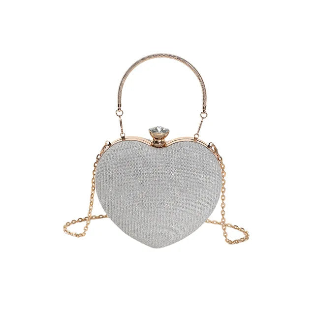 Women'S Banquet Handheld Bag Wedding Party Shoulder Bag Heart Shaped Bag Evening Gift Bag Luxury Chain Shoulder Strap Single