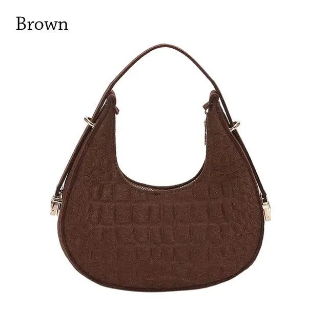 Women Retro Underarm Bag Felt Fashion Trend Simple Shoulder Bag Casual Crossbody Bag 2023 Autumn Casual Purse Light Weigh