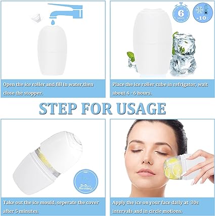 Ice Face Roller, Ice Roller for Face and Eyes, Gua Sha Massage, Ice Roller for Eye Puffiness, Brighten & Tighten Skin, Icing The Skin Remove Fine Lines Shrink Pores, Enhance Skin Elasticity