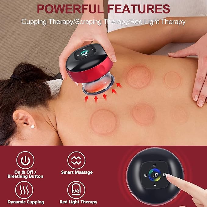 Kavydens Electric Smart Dynamic Cupping Therapy Set, Gua Sha - Cupping Massager with12 Level Temperature and Suction, Cellulite Massager 3 in 1 Vacuum Therapy Machine Cellulite Remover.