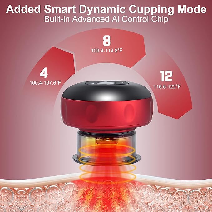 Kavydens Electric Smart Dynamic Cupping Therapy Set, Gua Sha - Cupping Massager with12 Level Temperature and Suction, Cellulite Massager 3 in 1 Vacuum Therapy Machine Cellulite Remover.