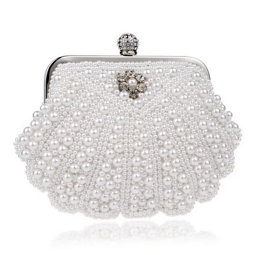 Vintage Embroidery Small Pearl Day Clutch Shoulder Chain Handbags Rhinestones Purse Beaded Diamonds Women Evening Bags