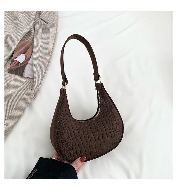 Women Felt Handbag Fashion Subaxillary Bag Designer Exquisite Shoulder Bags Crescent Saddle Bag For Ladies Advanced Armpit Bag