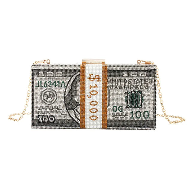 New Crystal Money USD Bags Dollar Design Luxury Diamond Evening Bags Party Purse Clutch Bags Wedding Dinner Purses and Handbags