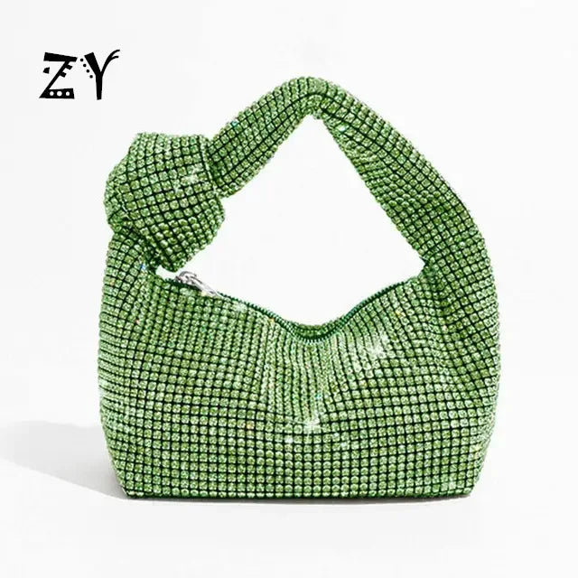 Women Rhinestones Evening Tote Bag Shining Crystal Party Wedding Bucket Bag Silver Gold Green Blue Wholsale Purses and Handbags