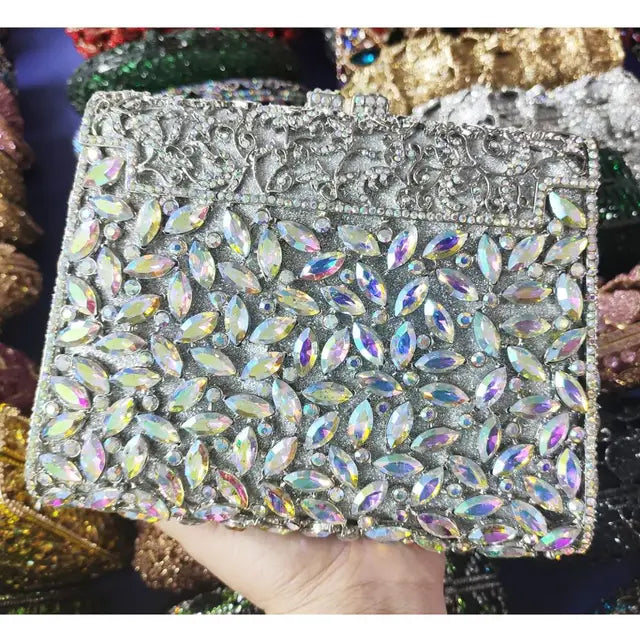 Gold Box Bag Diamond Women Clutch Bag Crystal Party Handbag Ladies Banquet Purse Fashion Pochette Prom Evening bag SC452