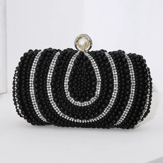 Beaded Pearl Evening Clutch Bag Latch Women Rhinestone Wedding Bridal Dinner Party Purse Female Stylish Evening Bags Pearl Purse