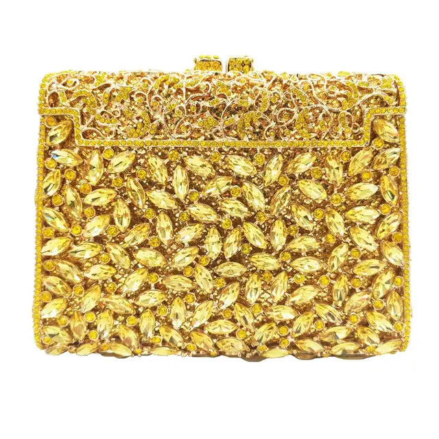 Gold Box Bag Diamond Women Clutch Bag Crystal Party Handbag Ladies Banquet Purse Fashion Pochette Prom Evening bag SC452