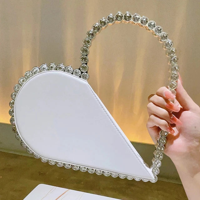 Mini Heart Shape Evening Bag Trendy Wedding Clutch Purse Women's Elegant Handbags For Party Prom