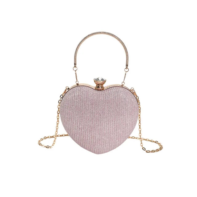 Women'S Banquet Handheld Bag Wedding Party Shoulder Bag Heart Shaped Bag Evening Gift Bag Luxury Chain Shoulder Strap Single