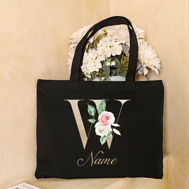 Personalized Bridesmaid Tote Bag Initial with Name Handbag Bridal Bachelorette Party Bag Bride Wedding Shoulder Bag Gift for Her