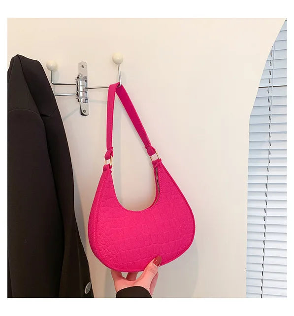 Women Felt Handbag Fashion Subaxillary Bag Designer Exquisite Shoulder Bags Crescent Saddle Bag For Ladies Advanced Armpit Bag