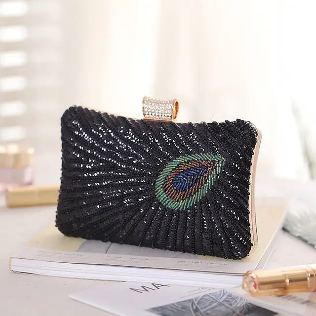 Blue Clutch Bag Women Evening Bags Luxury Lady Novelty Purses Peacock Design Party Clutches Ladies Clutch Purse for Wedding