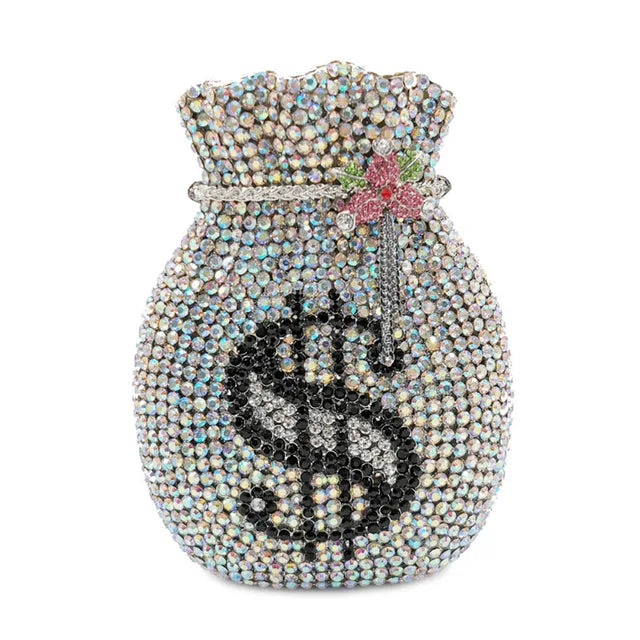 Newest Luxury Women Evening Bag Party Pouch Designer Hollow Out Crystal Clutches Gold Rhinestone Purses Money Handbag