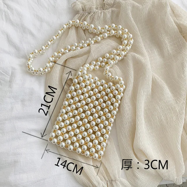 Mini Pearl Bag Handmade Vintage EVA Beaded Fashion Banquet Party Shoulder Bag Female 2019 Wedding Bags Luxury Women's Coin Purse