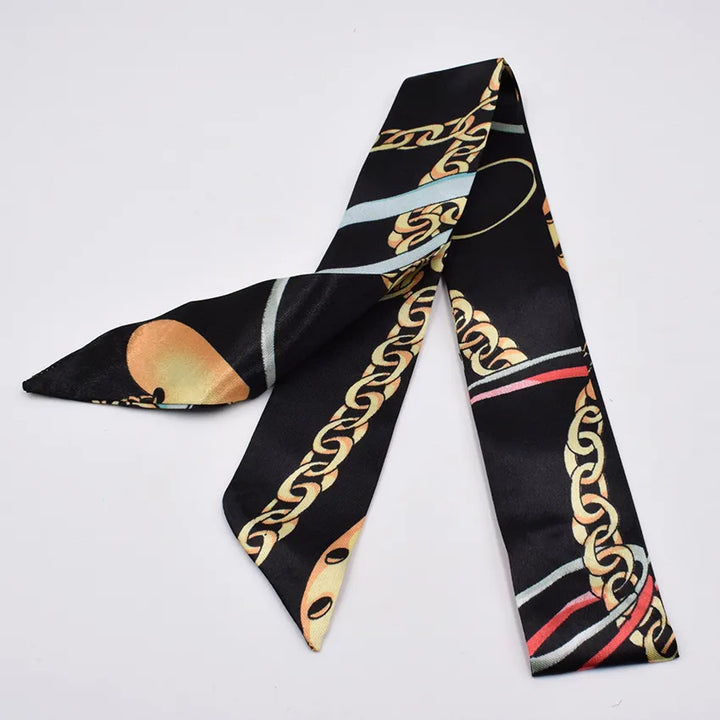 Small Silk Scarf For Women 2021 New Print Handle Bag Ribbons Brand Fashion Head Scarf Small Long Skinny Scarves Wholesale