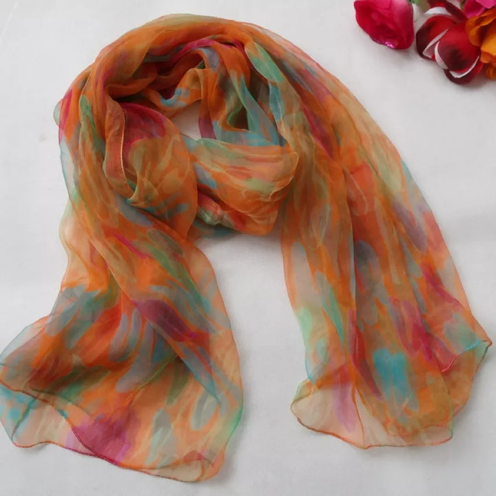 Women 100% Natural Silk Long Silk Scarf Printed Fashion Silk Shawl Female Plus Size Silk Scarf 180*105cm For Winter,Autumn