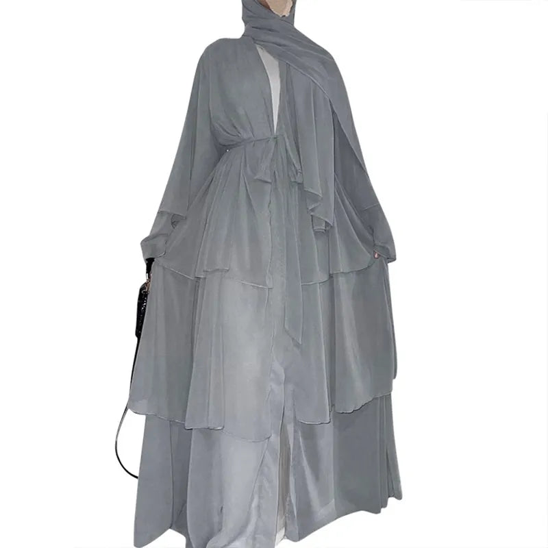 Chiffon Open Abaya Dubai Turkey Kaftan Muslim Cardigan Abayas Dresses For Women Casual Robe Kimono Femme Caftan Islam Clothing