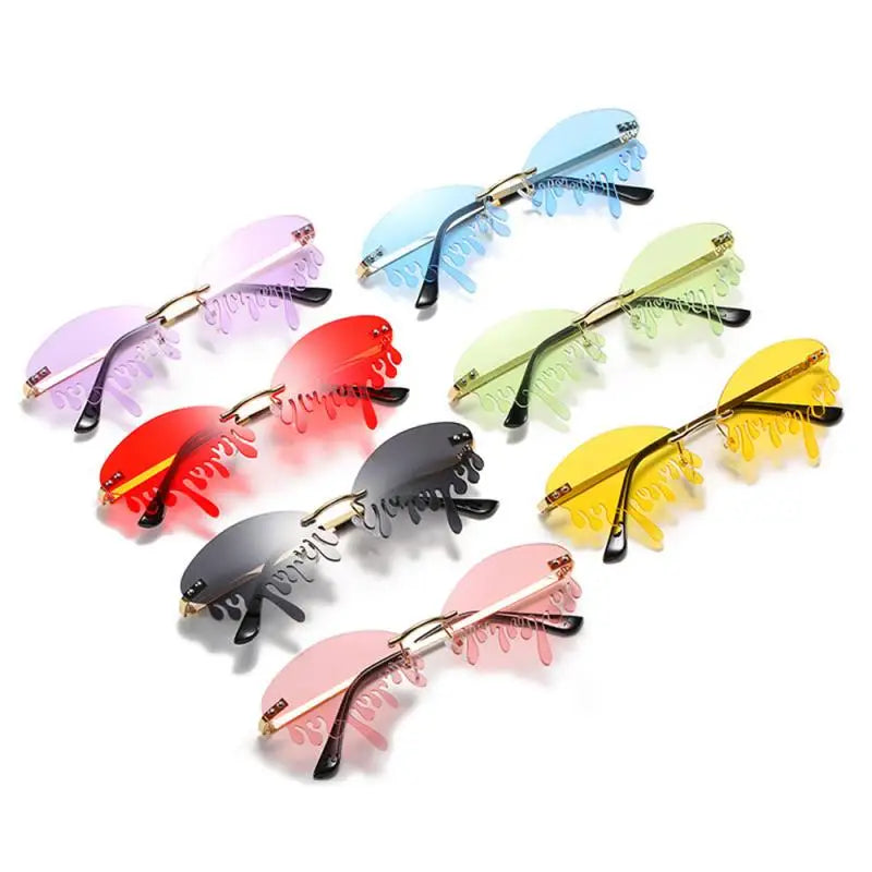 Butterfly Rimless Sunglasses Dragonfly Sun Glasses Shark Shape Shades Eyeglasses UV400 Cloud Tears Unique Steampunk Glasses