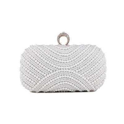 Vintage Embroidery Small Pearl Day Clutch Shoulder Chain Handbags Rhinestones Purse Beaded Diamonds Women Evening Bags