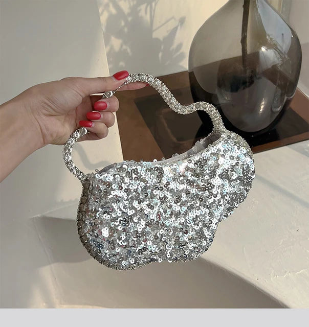 Women Pink Rhinestone Dinner Clutch Purse Ladies Handbags Party Bag Wedding Clutch Wrist Bag Women Diamond Circular Evening Bag