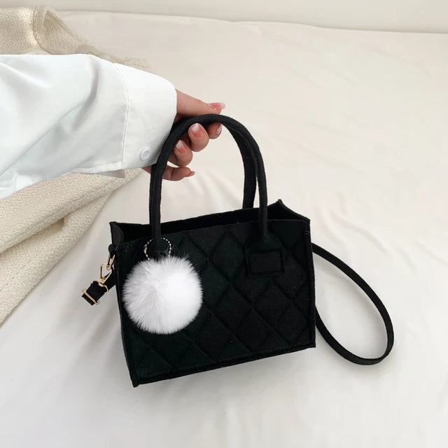 Simple Versatile Women Small Square Bag Casual Handbag Fashion Popular Felt One Shoulder Messenger Bag Tote Bag