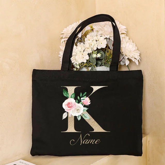 Personalized Bridesmaid Tote Bag Initial with Name Handbag Bridal Bachelorette Party Bag Bride Wedding Shoulder Bag Gift for Her