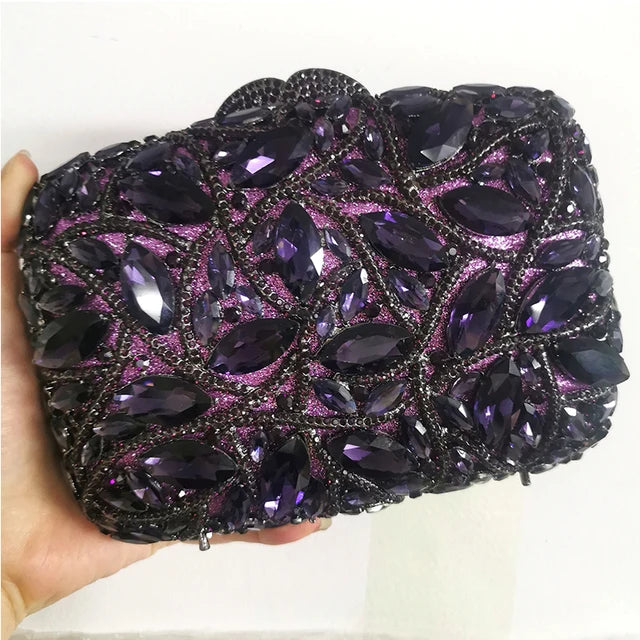 Large AB Rhinestone Crystal Clutch Purse Gold Metal Evening Wedding Bridesmaid Handbags New100% Handmade Women Diamond Bags