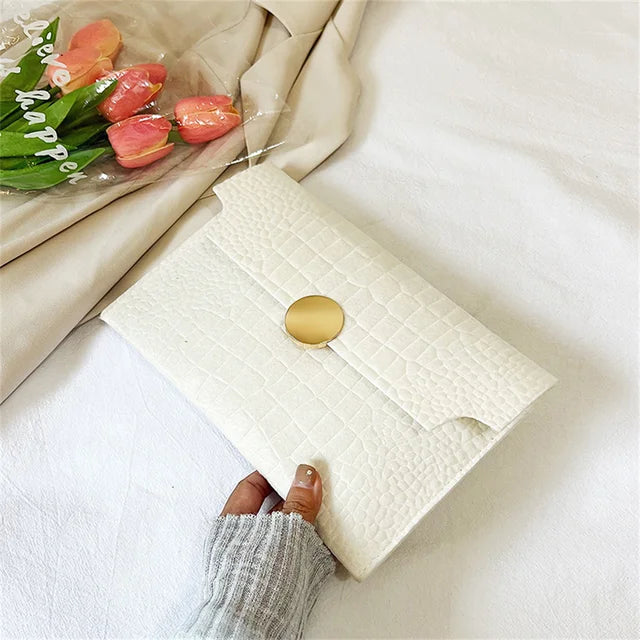 Casual Ladies Clutch Bag 2023 New Minimalism Handheld Envelope Bags Felt Indentation Handbag Solid Color Business Women's Bag