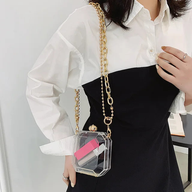 Transparent Evening Bag Acrylic Box Chain Crossbody Bag For Women 2020 Shoulder Bag Purses And Handbags Ladies Party Clutch Bag