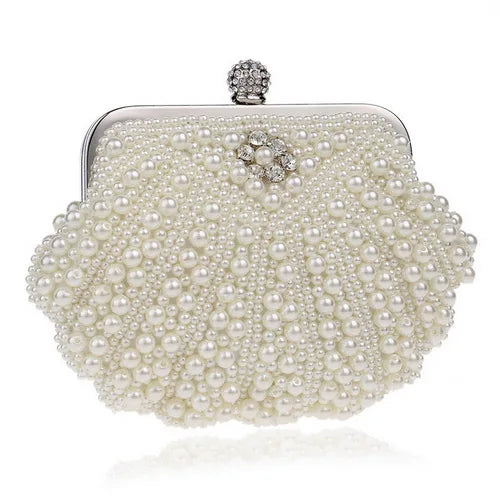 Vintage Embroidery Small Pearl Day Clutch Shoulder Chain Handbags Rhinestones Purse Beaded Diamonds Women Evening Bags