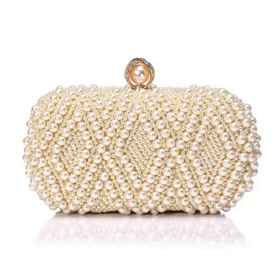 Vintage Embroidery Small Pearl Day Clutch Shoulder Chain Handbags Rhinestones Purse Beaded Diamonds Women Evening Bags