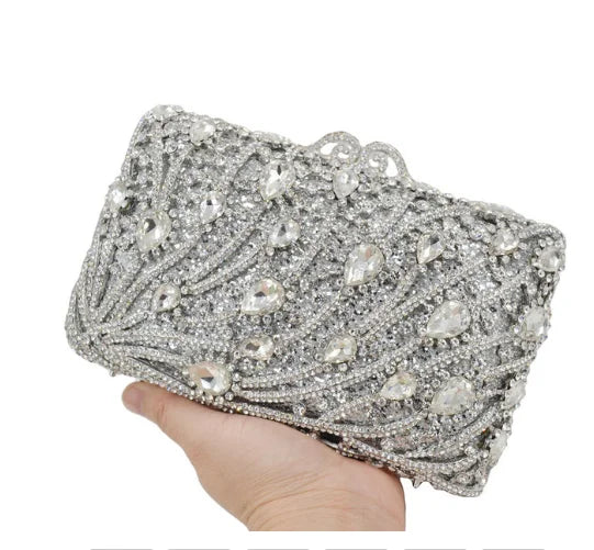 Green/Rose gold color Rhinestone Diamond Party Clutch Purse Crystal Gemstone Women Evening Clutches Bags Female Handbag Wedding