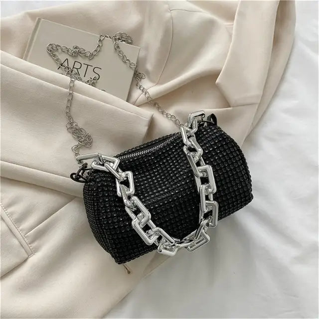 Fashion Glitter Evening Bag Elegant Women Trend Luxury Shiny Handbag Dinner Party Wedding Purse Shoulder Underarm Bag