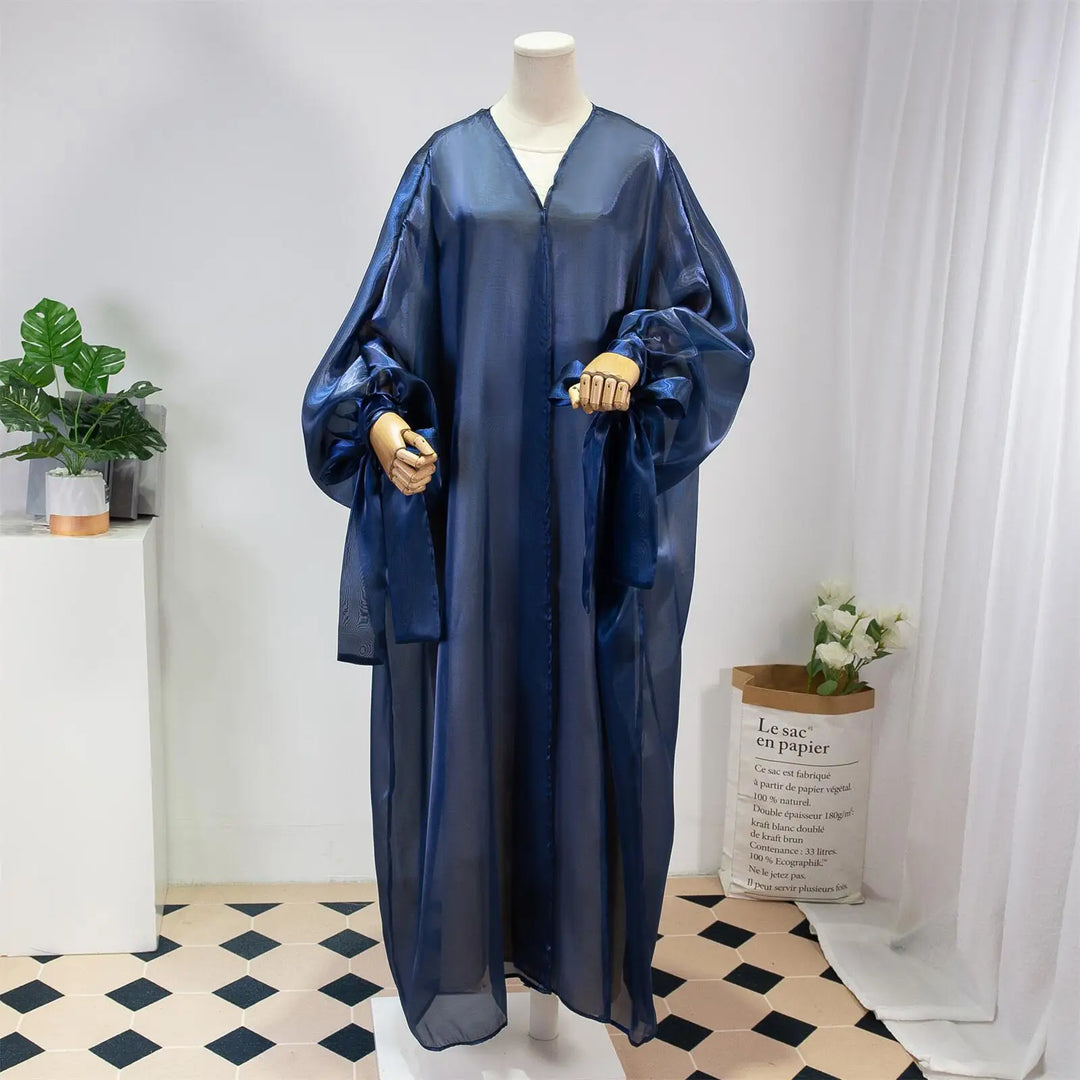 Muslim Out Abaya Kaftans Women Jilbabs Smocking Sleeve Lace Up Prayer Cardigan Coat Islamic Clothing Dubai Saudi Robe Turkish