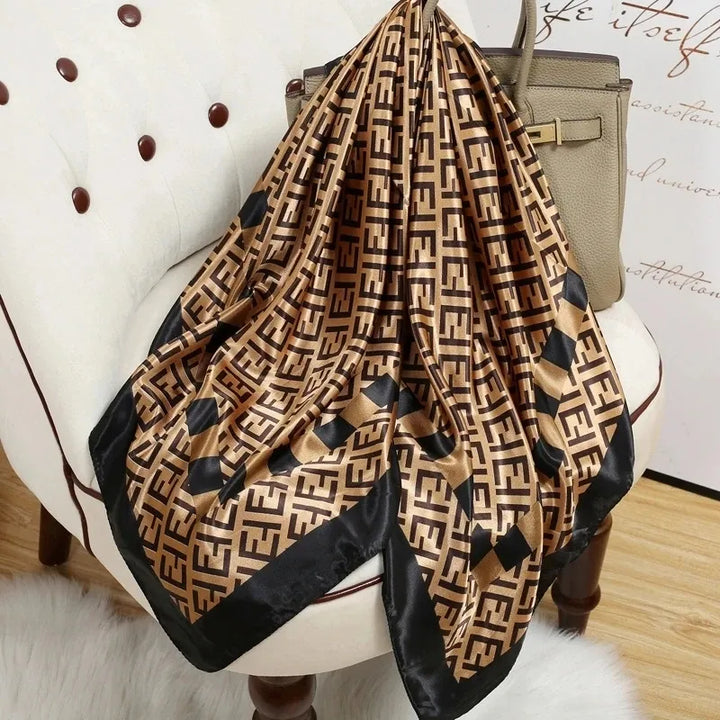 Luxury Brand Silk Satin Square Scarf Women Hijab Bandana Muslim Headscarves Shawl Wrap Ladies Headband Neckerchief Foulard 90cm