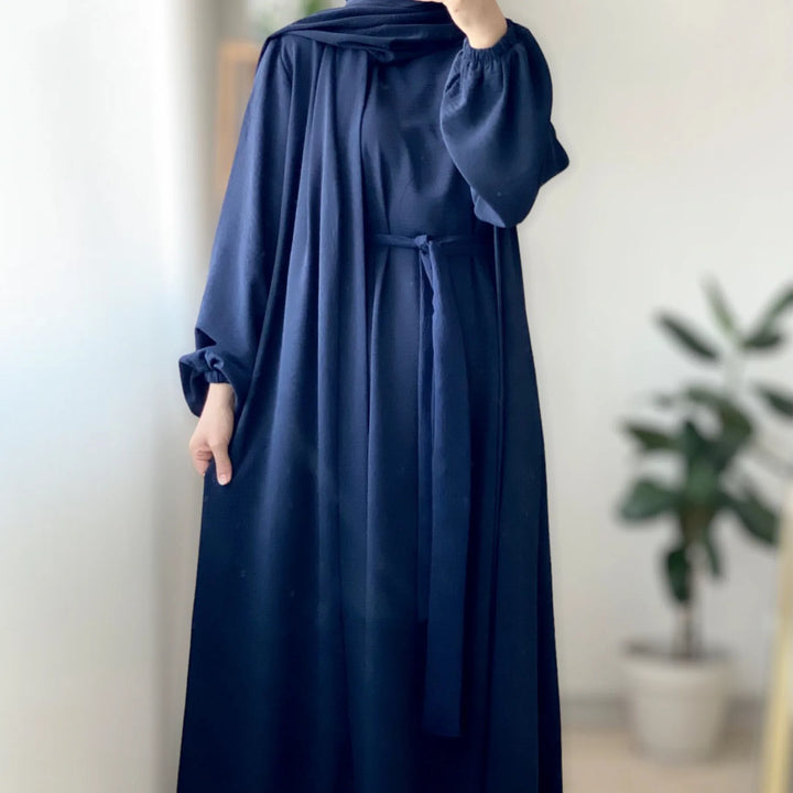 Abaya Kimono and Hijab 2 Piece Set Slip Sleeveless Dress Matching Muslim Sets Abayas for Women Dubai Turkey Africa Islam Clothes