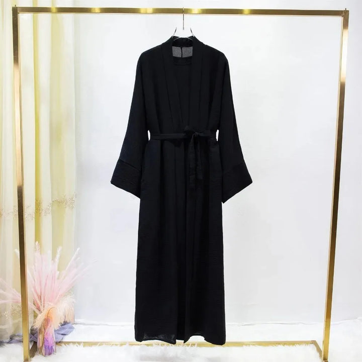 Muslim Sets Muslim Jilbab Two Pieces Women Out Abaya Loose Cardigan Coat Sleeveless Inner Dress Prayer Clothing with Belt 2pics