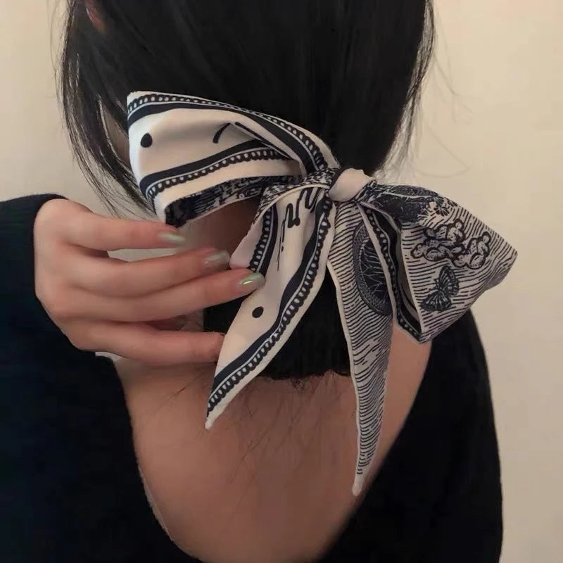 Fashion Skinny Scarf Women Luxury Brand Twill Printing Tie Bag Handle Ribbon Hair Band Women's Headscarf New Design Silk Scarves