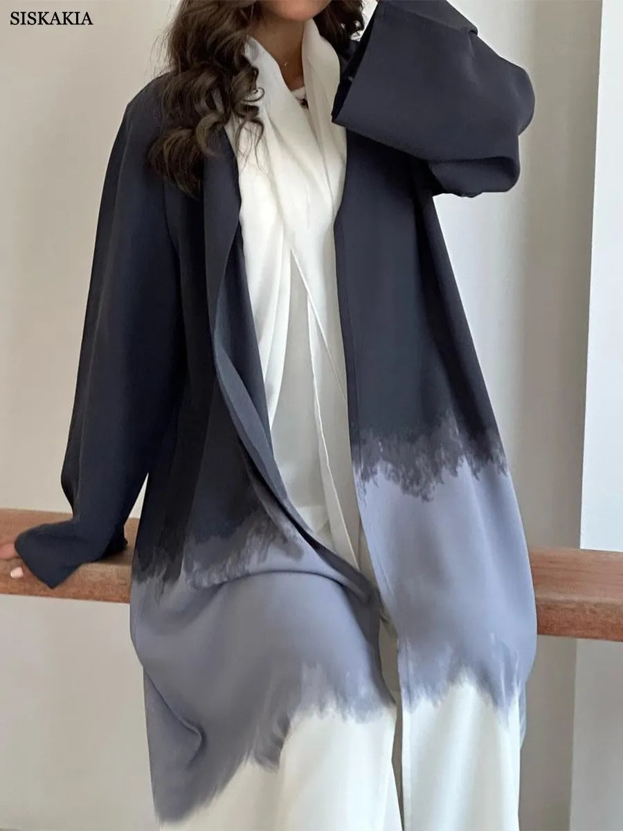 Siskakia Muslim Fashion Tie Dyed Kimono Abaya for Women Summer Cloak Cardigan Robe Black White Grey Dubai Islamic Clothing 2023