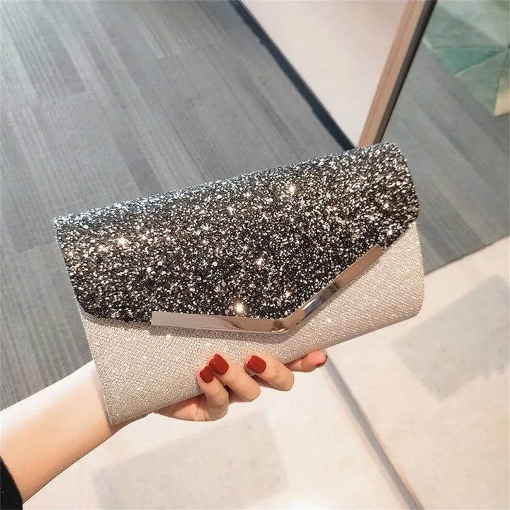 Fashion Party Evening Clutch Bag Synthetic Leather Chain Shoulder Purse Clutch Women Banquet Wedding Rhinestone Handbag Bags