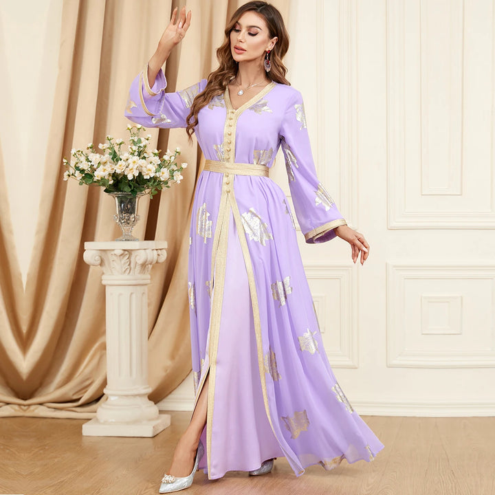 BNSQ 3371# 2023 New Chiffon Gilt Two-piece Set Elegant Fashion Muslim Dress